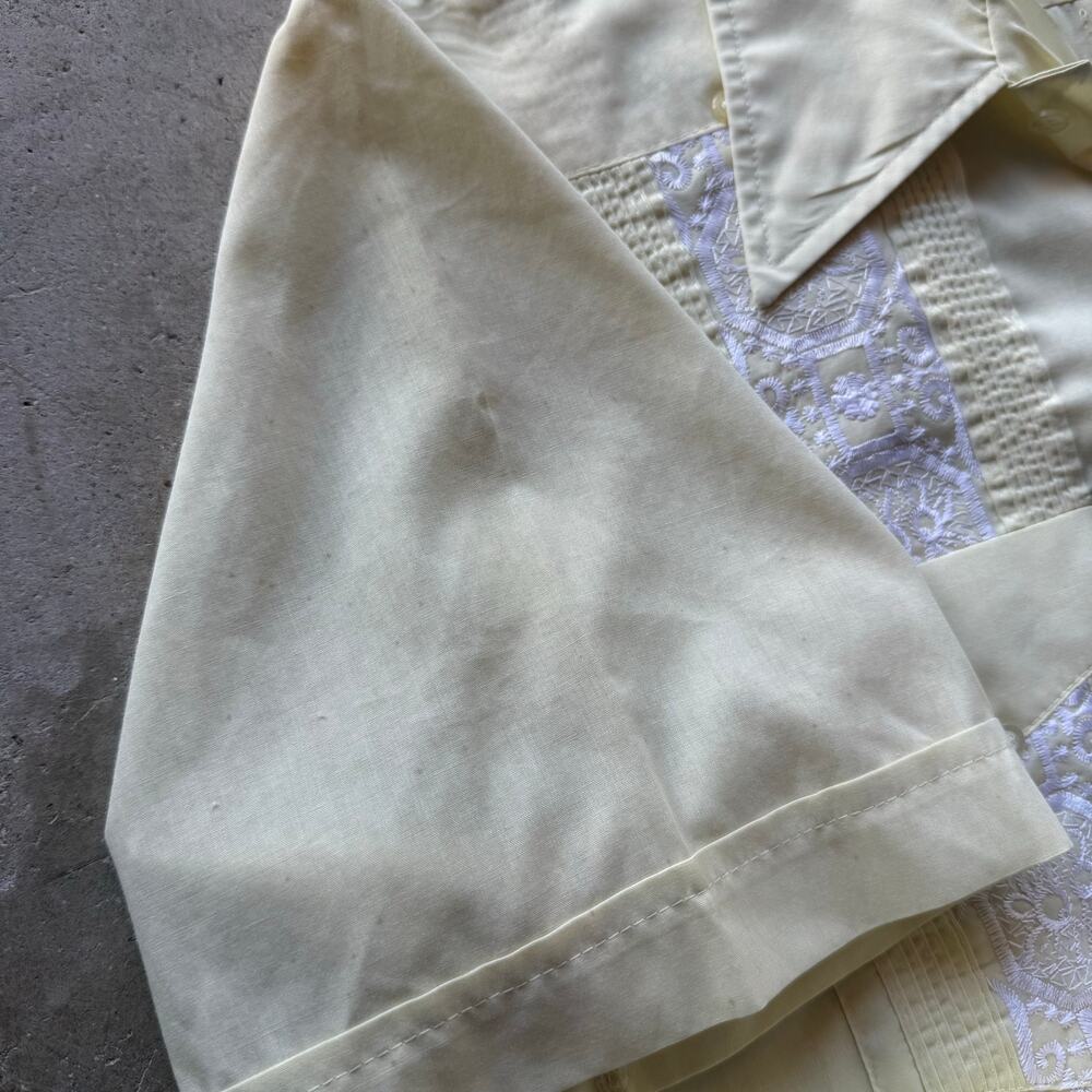 Vintage 1970s Guayabera Embroidered 4-Pocket Short Sleeve Shirt Mens Size Large - Picture 10 of 10